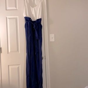 Blue and white jumpsuit